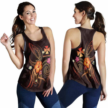 Wallis and Futuna Polynesian Personalised Women Racerback Tank - Legend of Wallis and Futuna (Red)