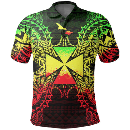 Wallis And Futuna Polo Shirt - Wallis And Futuna Coat Of Arms Map Polynesian Tattoo Reggae