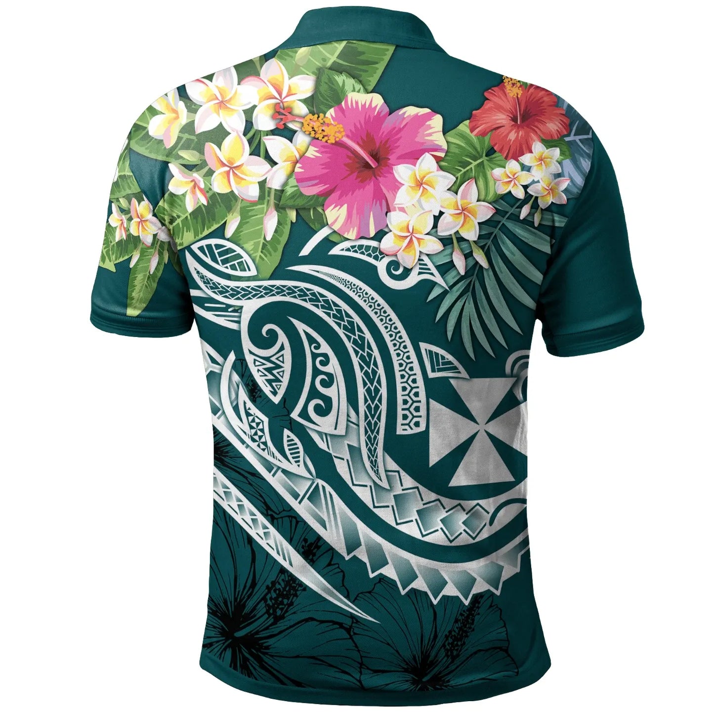 Wallis and Futuna Polynesian Polo Shirt - Summer Plumeria (Turquoise)