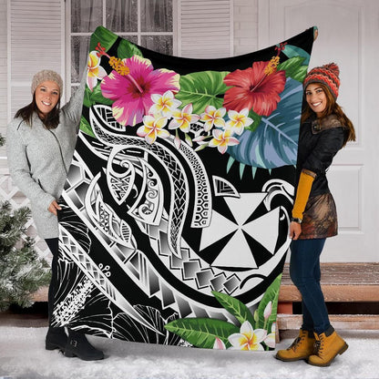 Wallis and Futuna Polynesian Premium Blanket - Summer Plumeria (Black)