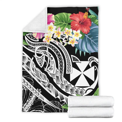 Wallis and Futuna Polynesian Premium Blanket - Summer Plumeria (Black)