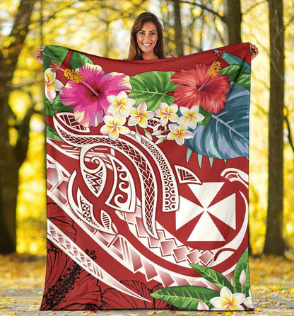 Wallis and Futuna Polynesian Premium Blanket - Summer Plumeria (Red)