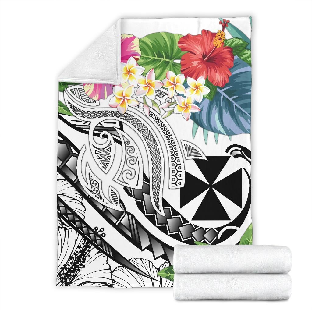 Wallis and Futuna Polynesian Premium Blanket - Summer Plumeria (White)