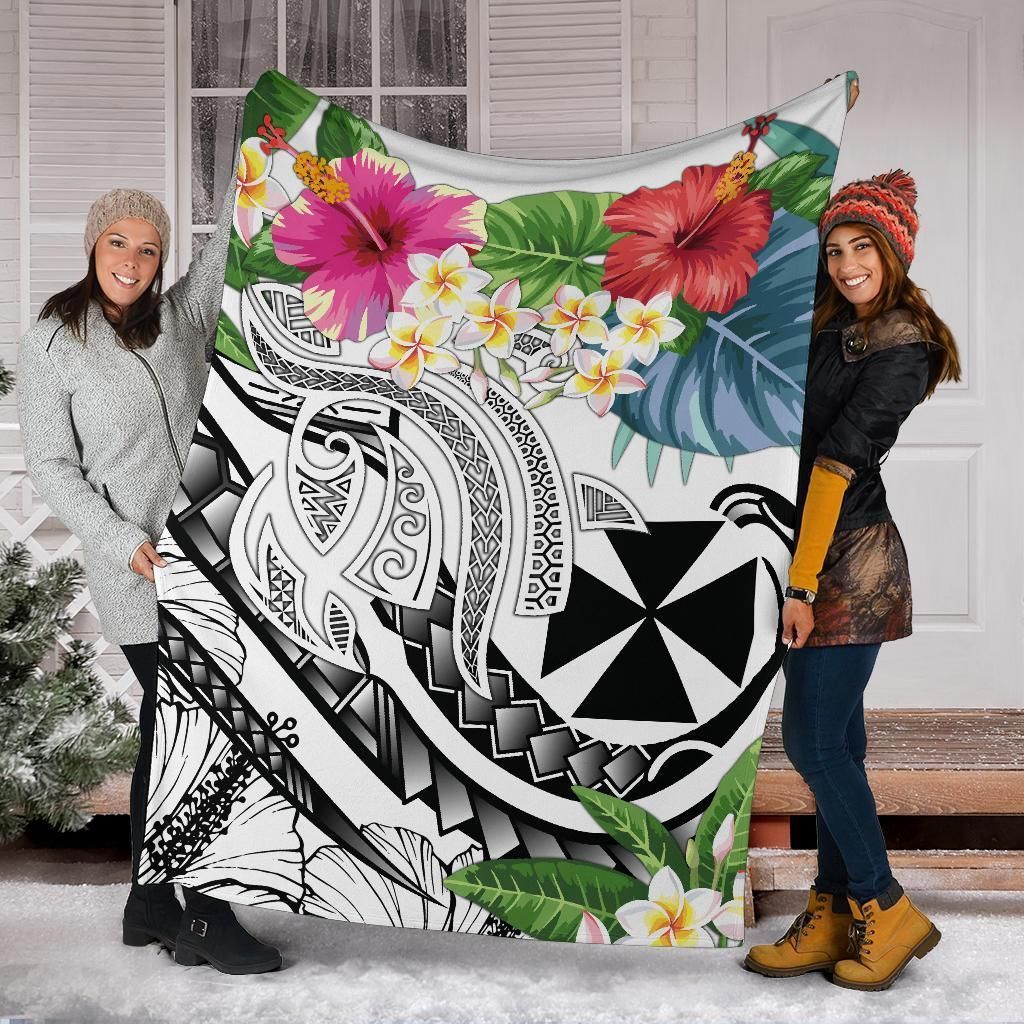 Wallis and Futuna Polynesian Premium Blanket - Summer Plumeria (White)