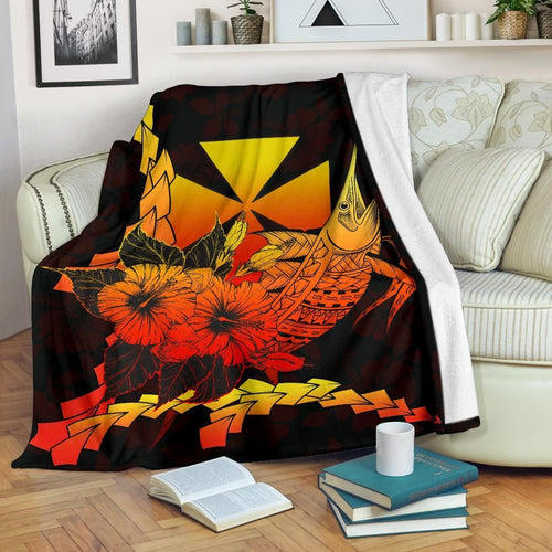 Wallis And Futuna Polynesian Premium Blanket - Swordfish With Hibiscus