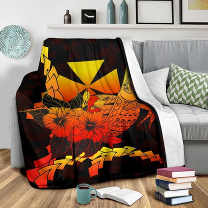 Wallis And Futuna Polynesian Premium Blanket - Swordfish With Hibiscus