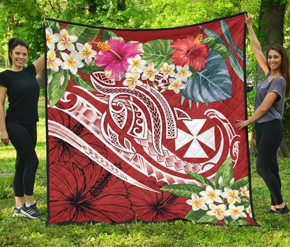 Wallis and Futuna Polynesian Premium Quilt - Summer Plumeria (Red)