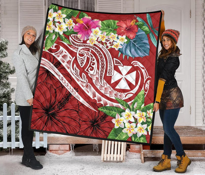 Wallis and Futuna Polynesian Premium Quilt - Summer Plumeria (Red)