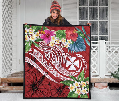 Wallis and Futuna Polynesian Premium Quilt - Summer Plumeria (Red)