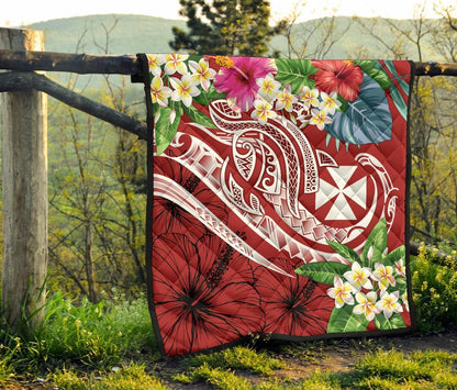 Wallis and Futuna Polynesian Premium Quilt - Summer Plumeria (Red)