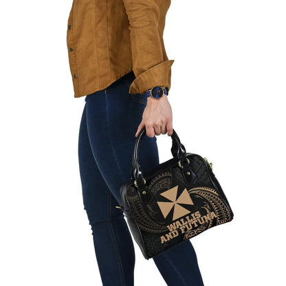Wallis And Futuna Polynesian Shoulder Handbag - Gold Tribal Wave