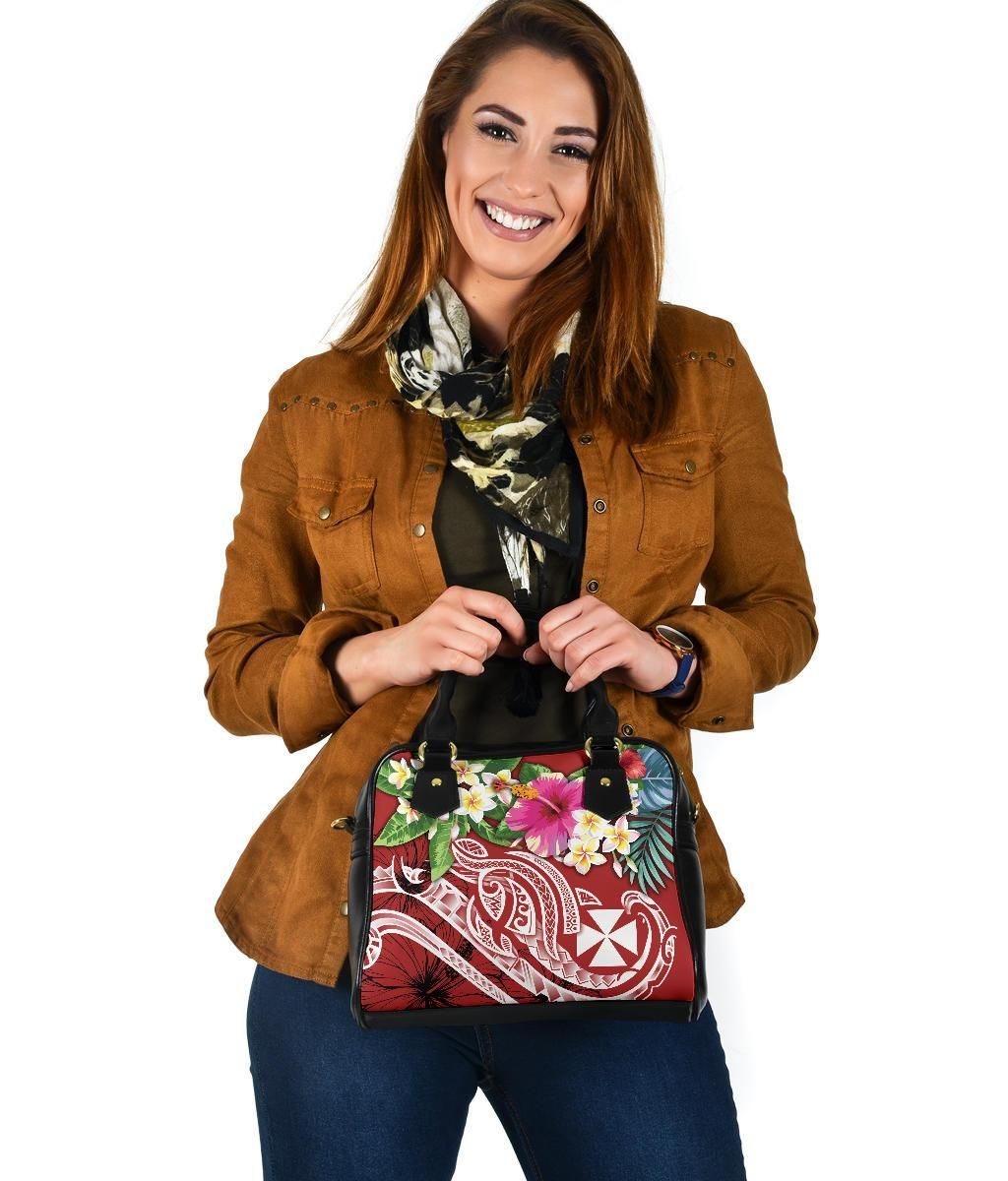 Wallis And Futuna Polynesian Shoulder Handbag - Summer Plumeria (Red)