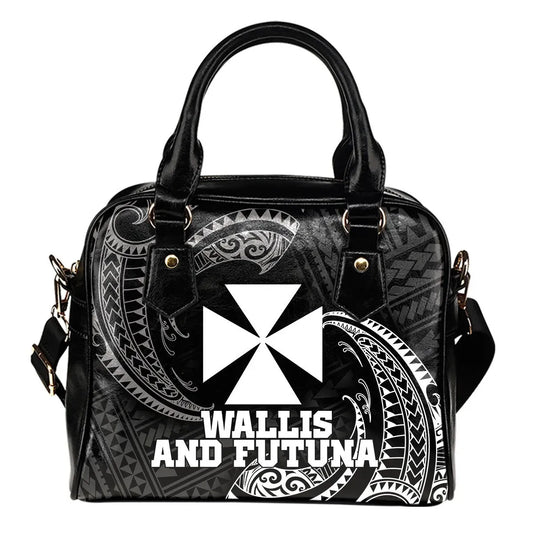 Wallis And Futuna Polynesian Shoulder Handbag - White Tribal Wave