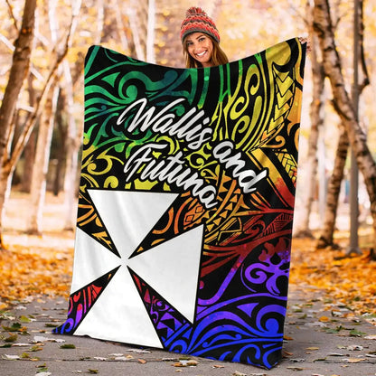 Wallis and Futuna Premium Blanket - Rainbow Polynesian Pattern