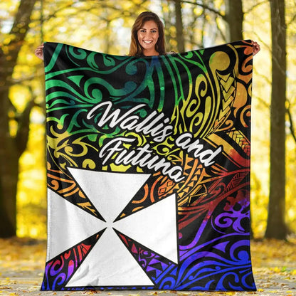 Wallis and Futuna Premium Blanket - Rainbow Polynesian Pattern