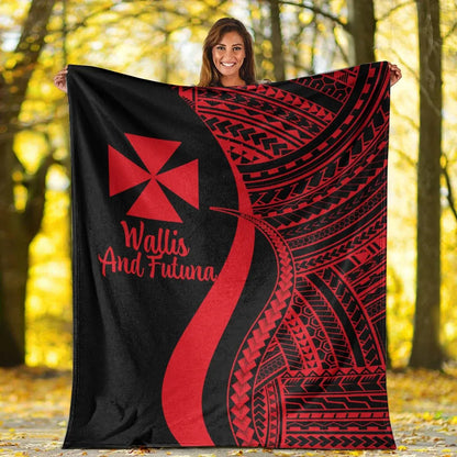 Wallis And Futuna Premium Blanket - Red Polynesian Tentacle Tribal Pattern