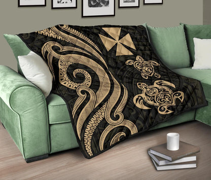 Wallis and Futuna Premium Quilt - Gold Tentacle Turtle