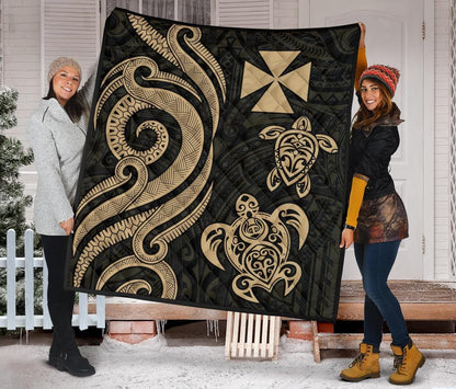 Wallis and Futuna Premium Quilt - Gold Tentacle Turtle