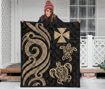 Wallis and Futuna Premium Quilt - Gold Tentacle Turtle