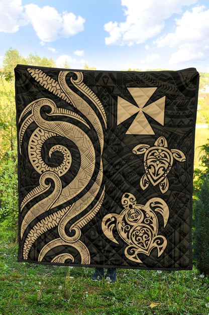 Wallis and Futuna Premium Quilt - Gold Tentacle Turtle
