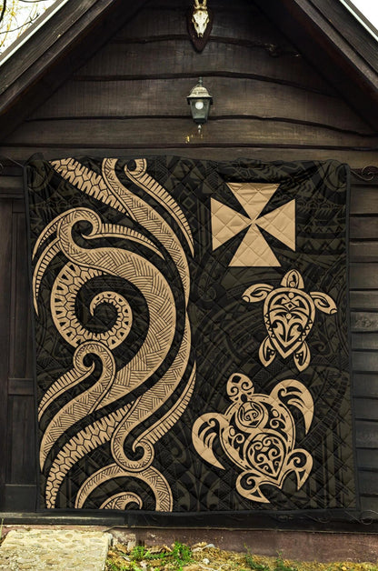 Wallis and Futuna Premium Quilt - Gold Tentacle Turtle