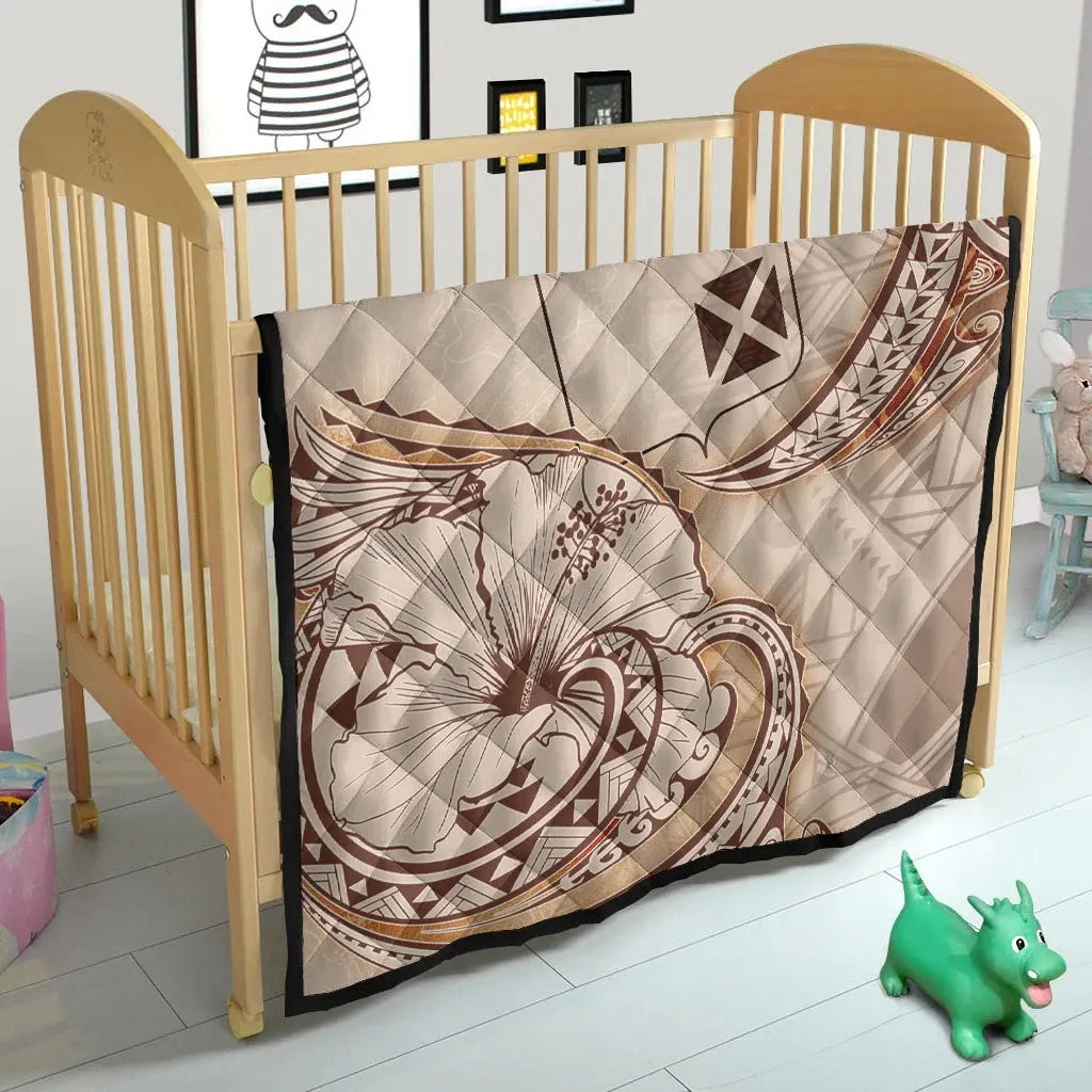 Wallis and Futuna Premium Quilt - Hibiscus Flowers Vintage Style