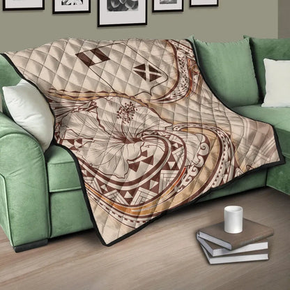 Wallis and Futuna Premium Quilt - Hibiscus Flowers Vintage Style