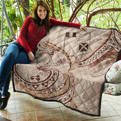 Wallis and Futuna Premium Quilt - Hibiscus Flowers Vintage Style