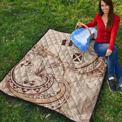 Wallis and Futuna Premium Quilt - Hibiscus Flowers Vintage Style