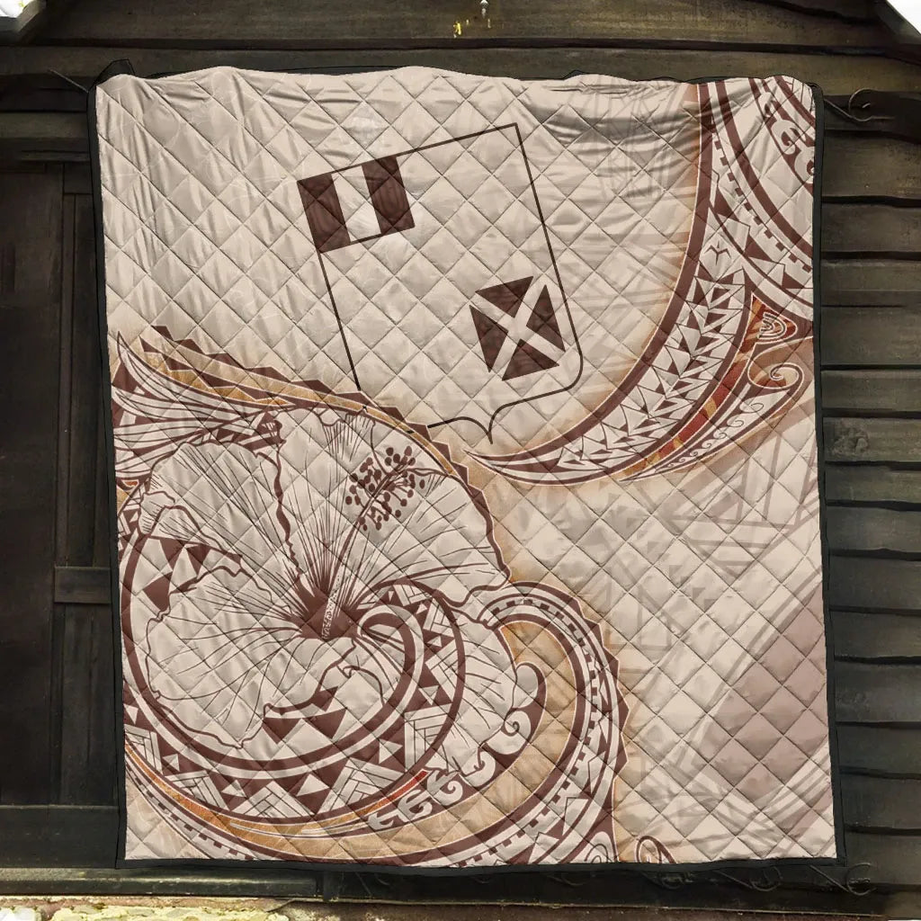 Wallis and Futuna Premium Quilt - Hibiscus Flowers Vintage Style
