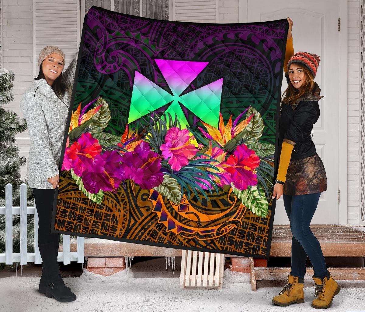 Wallis and Futuna  Premium Quilt - Summer Hibiscus
