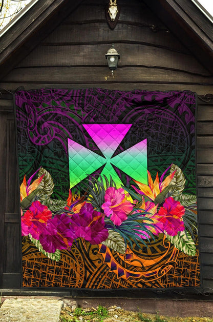 Wallis and Futuna  Premium Quilt - Summer Hibiscus