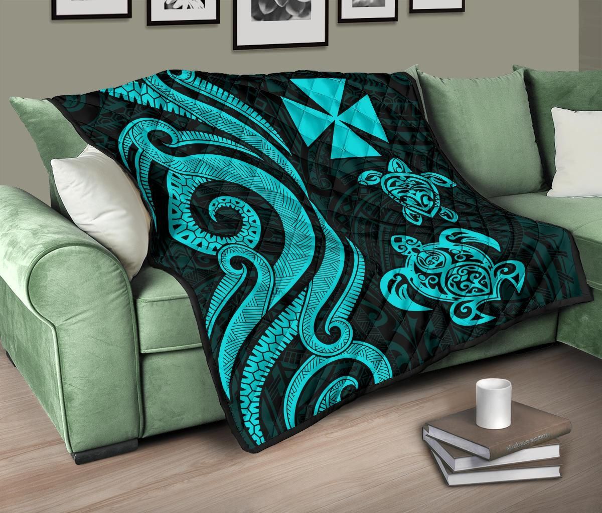 Wallis and Futuna Premium Quilt - Turquoise Tentacle Turtle