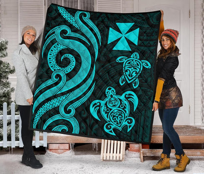 Wallis and Futuna Premium Quilt - Turquoise Tentacle Turtle