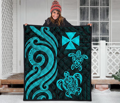 Wallis and Futuna Premium Quilt - Turquoise Tentacle Turtle