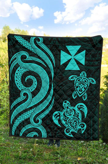 Wallis and Futuna Premium Quilt - Turquoise Tentacle Turtle