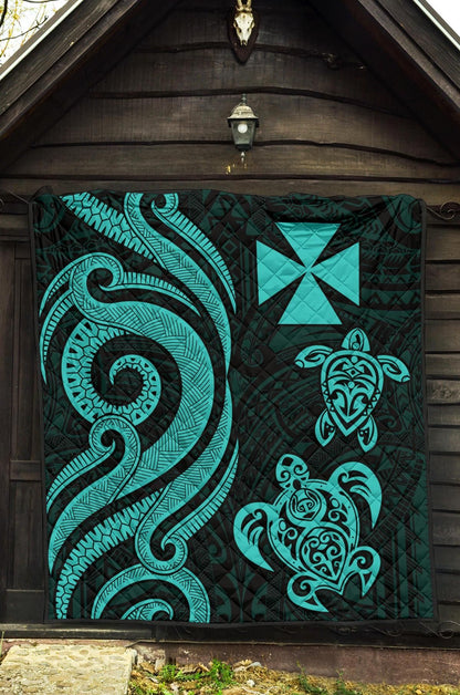 Wallis and Futuna Premium Quilt - Turquoise Tentacle Turtle