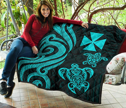 Wallis and Futuna Premium Quilt - Turquoise Tentacle Turtle