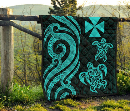 Wallis and Futuna Premium Quilt - Turquoise Tentacle Turtle