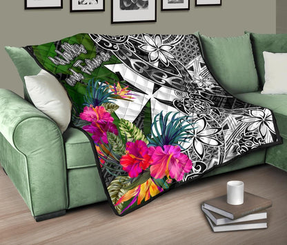 Wallis and Futuna Premium Quilt - Turtle Plumeria Banana Leaf