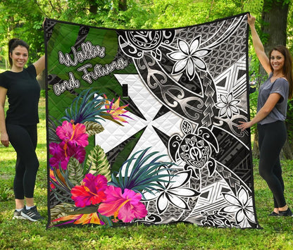 Wallis and Futuna Premium Quilt - Turtle Plumeria Banana Leaf