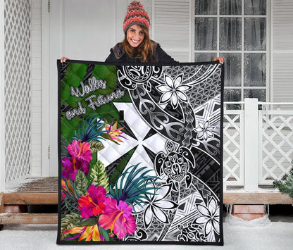 Wallis and Futuna Premium Quilt - Turtle Plumeria Banana Leaf
