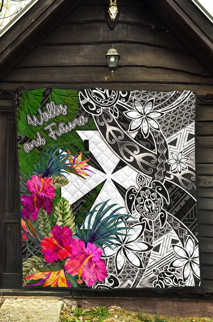 Wallis and Futuna Premium Quilt - Turtle Plumeria Banana Leaf