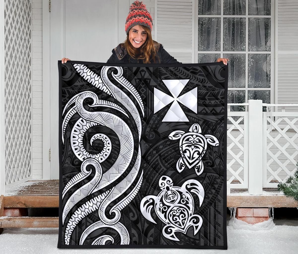Wallis and Futuna Premium Quilt - White Tentacle Turtle