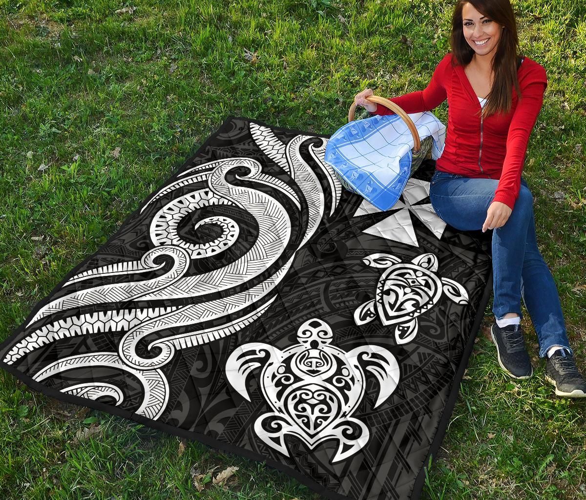 Wallis and Futuna Premium Quilt - White Tentacle Turtle