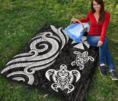 Wallis and Futuna Premium Quilt - White Tentacle Turtle