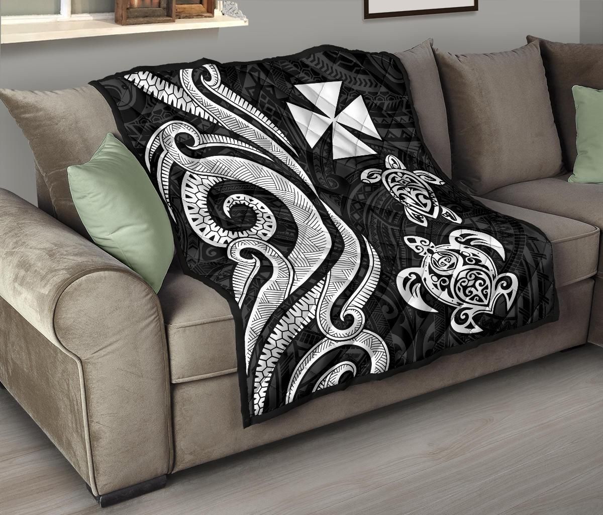 Wallis and Futuna Premium Quilt - White Tentacle Turtle