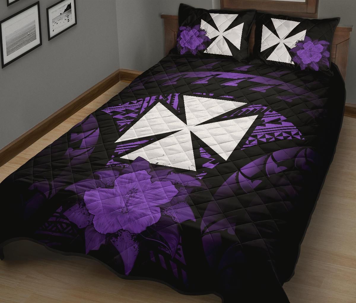 Wallis And Futuna Polynesian Quilt Bed Set Hibiscus Purple