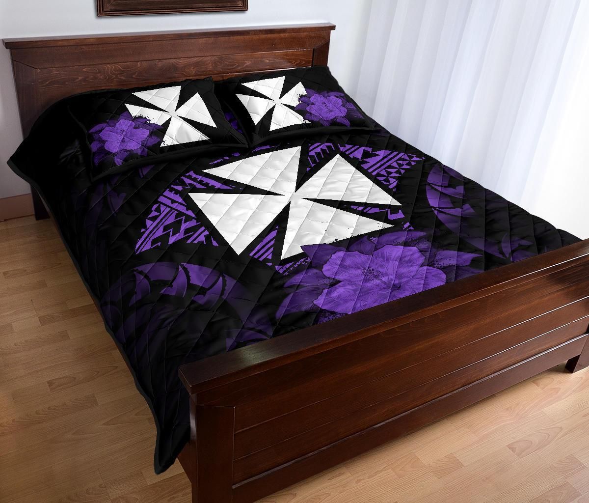 Wallis And Futuna Polynesian Quilt Bed Set Hibiscus Purple