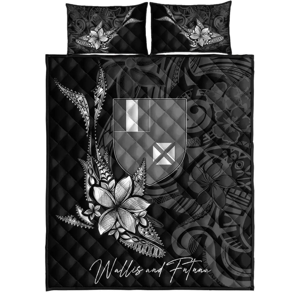 Wallis and Futuna Quilt Bed Set - Fish With Plumeria Flowers Style